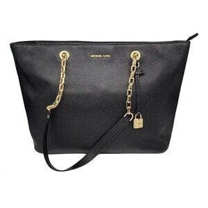 Michael Kors Mercer Medium Chain Leather Tote – Black | NWT